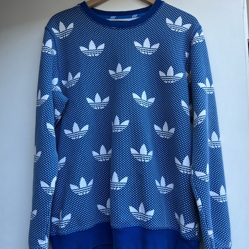Men’s M Adidas Blue Label with White monogram print oversized sweatshirt
